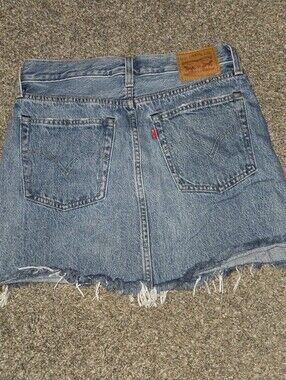 Levi's Light Blue Distressed Denim Mini Skirt, Sz 27